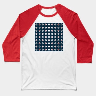 Red and Navy Blue Nautical Blue Dots Baseball T-Shirt